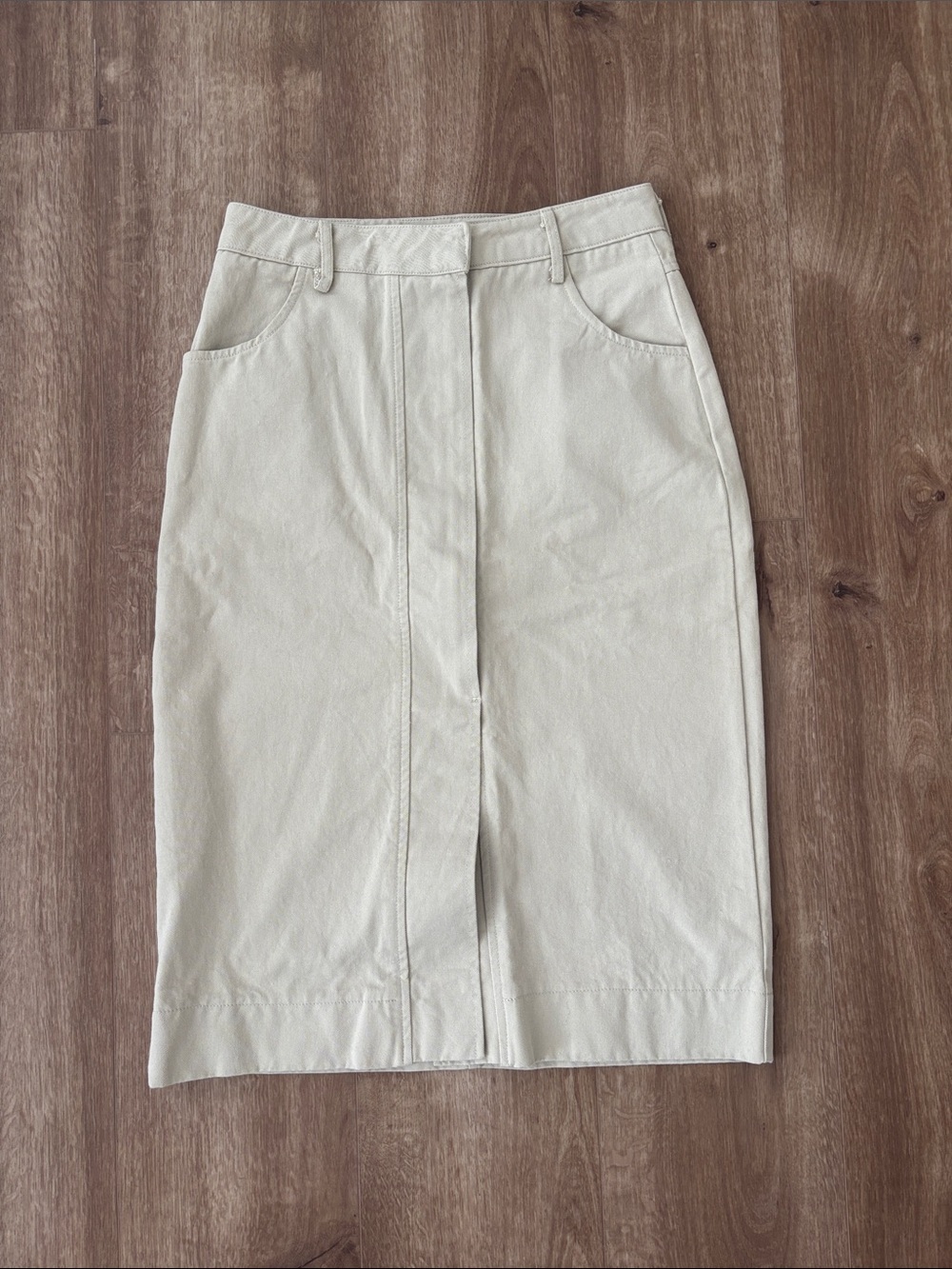 Women's Cream Straight Midi Skirt